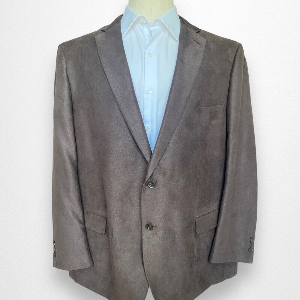 Jean Paul Germain Blazer Jacket Mens 50R‎ Brown Microfiber Career Wear